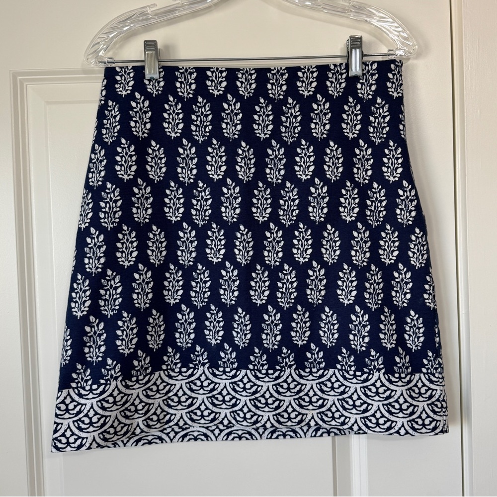 Talbots 4 Cotton Canvas Blue Floral Straight Pencil Skirt ~ Preppy Career